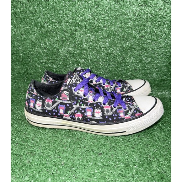 Converse Shoes - Converse Chuck Taylor All Star Black Purple Cartoon Owl AOP Shoe Sneaker Women 9